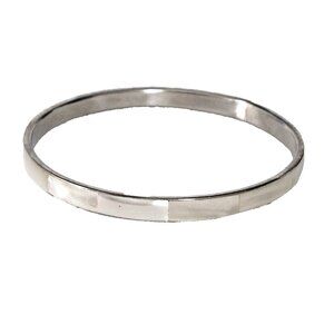 Vintage Mother Of Pearl Inlay Silver Tone Bangle Bracelet